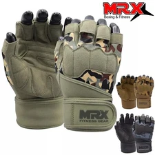 MRX Men Weightlifting Gloves Gym Exercise Fingerless Wrist Support Lifting Glove