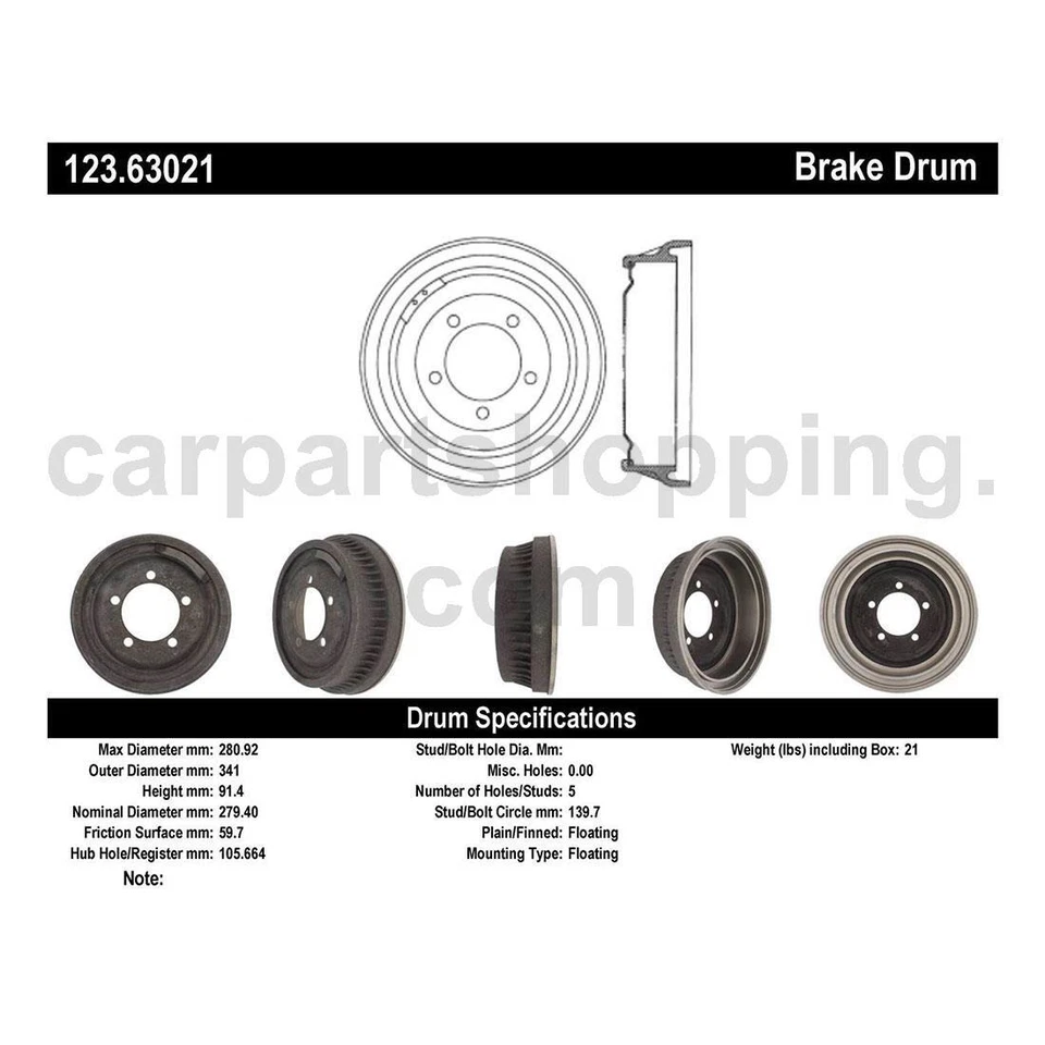 2 Front Rear Brake Drum Fits 1971 1972 1973 International Harvester Scout II - Image 2 of 4
