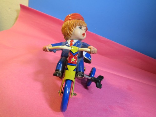Blech Aufzieh Dreirad Fahrrad & Klingel MTU Korean Toy Litho Hase Ente, ohne Ballon - Bild 3 von 6