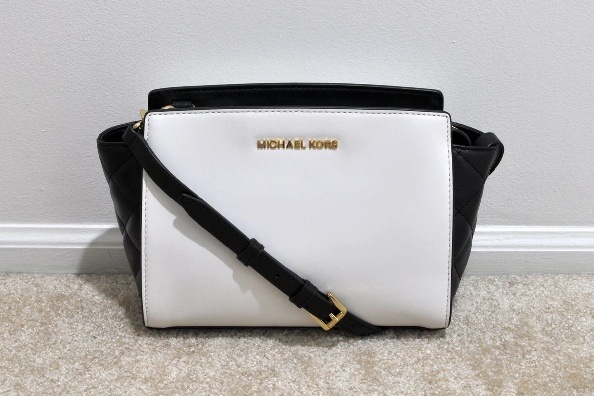 Michael Michael Kors Selma Colorblock Mini Messenger Black White