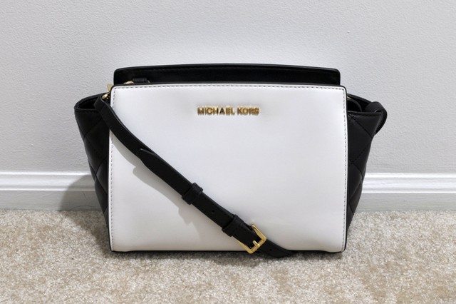 michael kors black and white handbag
