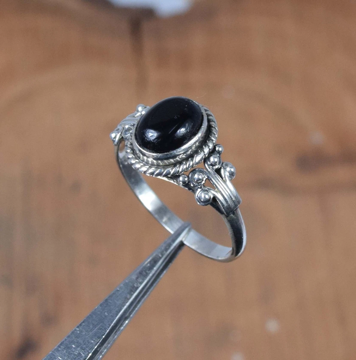 Buy 12mm round black onyx ring, Sterling silver gemstone ring gift online  at aStudio1980.com