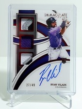 Ryan Vilade RC 2022 Immaculate Collection Rookie Triple Patch Auto 27/49 Rockies