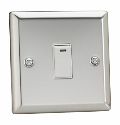 Varilight XC20NW Spiegel Chrom 1 Gang 20A DP Schalter + Neon Blinker