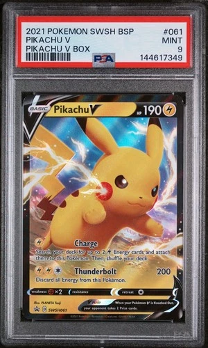 2021 Pokémon Pikachu V SWSH 061 Black Star Promo Box Full Art TCG PSA 9