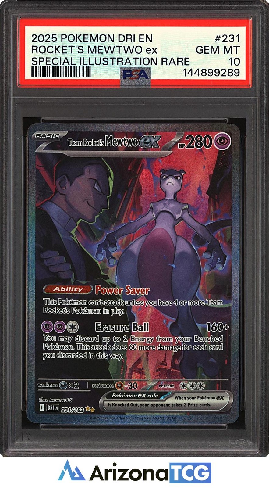 Pokemon 2025 Team Rocket's Mewtwo ex 231/182 SIR Destined Rivals GEM MINT PSA 10