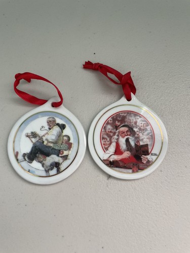 2 Vtg JCPenny Happy Holidays Norman Rockwell Santa Christmas Ornament 1997/98 - Picture 1 of 6
