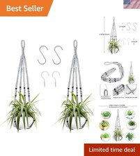 Versatile 2 Pack Macrame Hanging Planters for Indoor/Outdoor Decor - 35 Inch