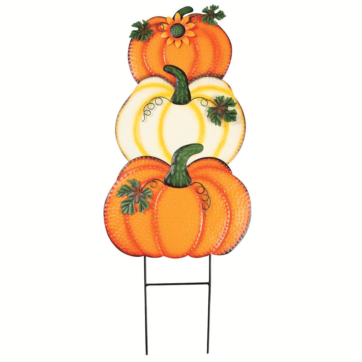 Triple Stacked Pumpkin Fall Harvest Metal Garden Stake Thanksgiving ...