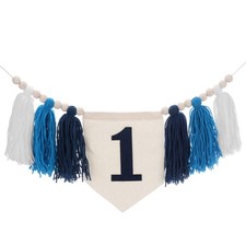 1st Birthday High Chair Banner, Tassel High Chair Blue Banner