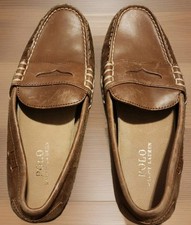 Polo Ralph Lauren Wes Mens Size 8D Brown Leather Driving Moccasin Penny Loafers