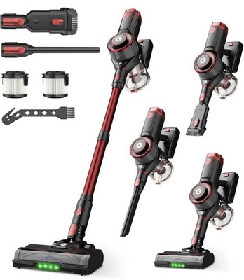 Powerful Cordless Vacuum 650W   55KPa Suction, Self-Standing, Pet Hair & Carpet 