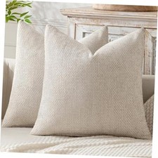 Pack of 2 Couch Throw Pillow Covers 20x20 Inch 20" x 20" Pack of 2 Beige
