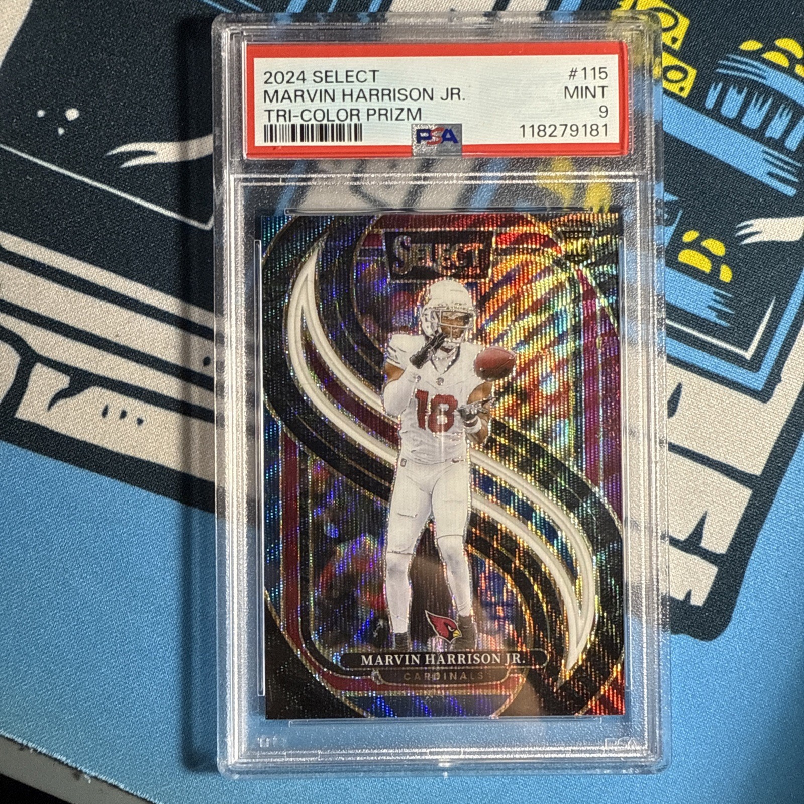 2024 Select Marvin Harrison Jr. Rookie Premier Level Tri Color Prizm /249 PSA 9