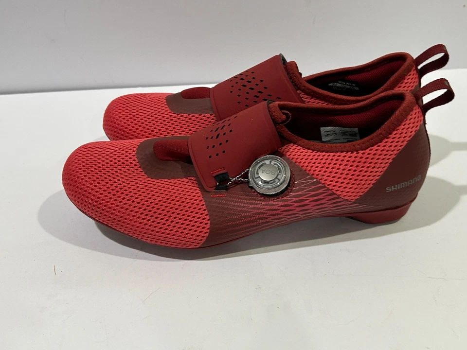 Zapatos de Ciclismo Shimano para Mujer EE. UU. 7.8 Rojo SHIC500W Interior Spin BOA Cordones SPD Clip Foto 4 de 4