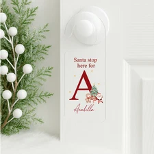 Personalised Red Initial Santa Stop Here Door Sign