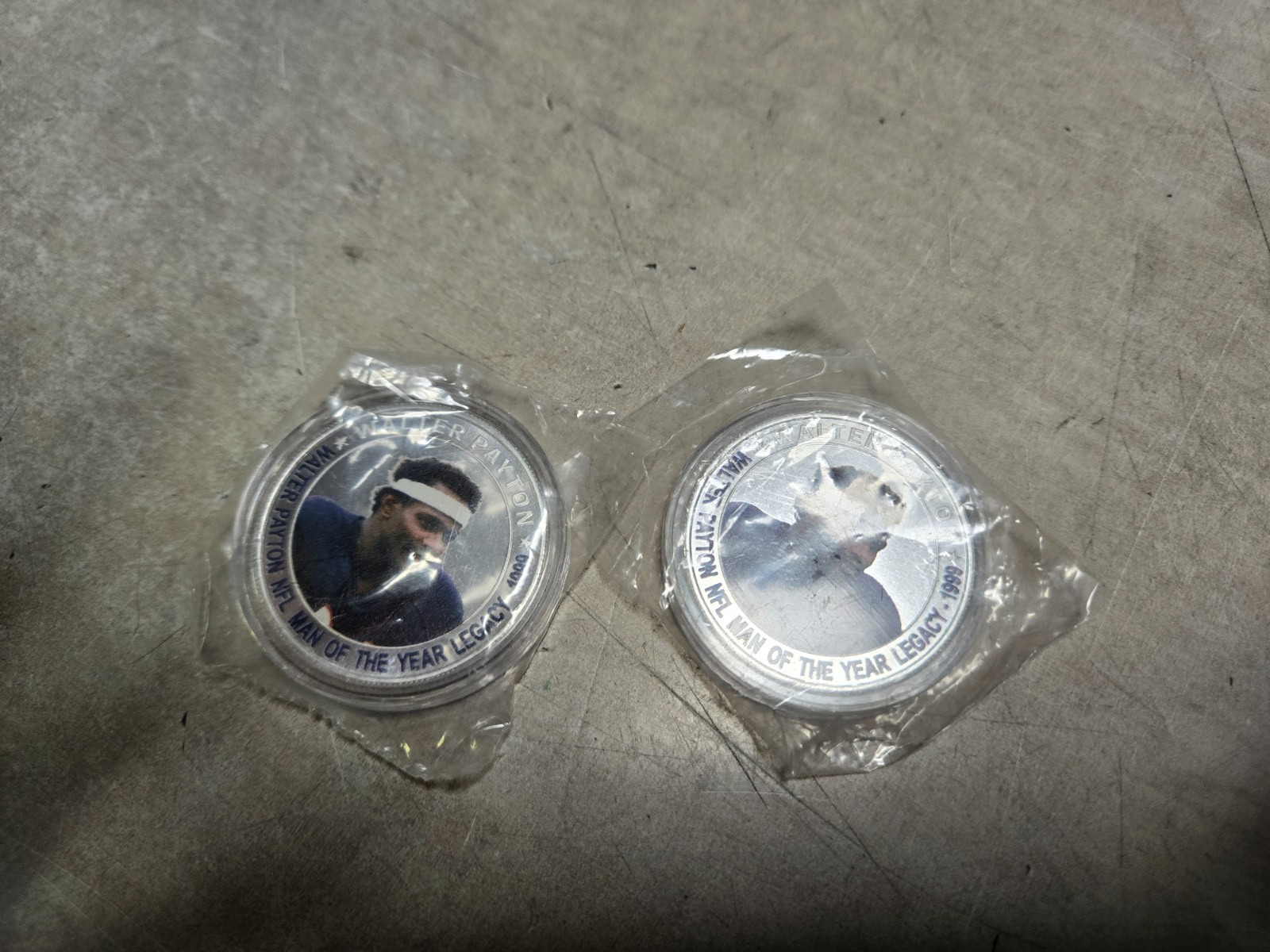 Lot of 2 Man of the year Walter Payton coins 1999