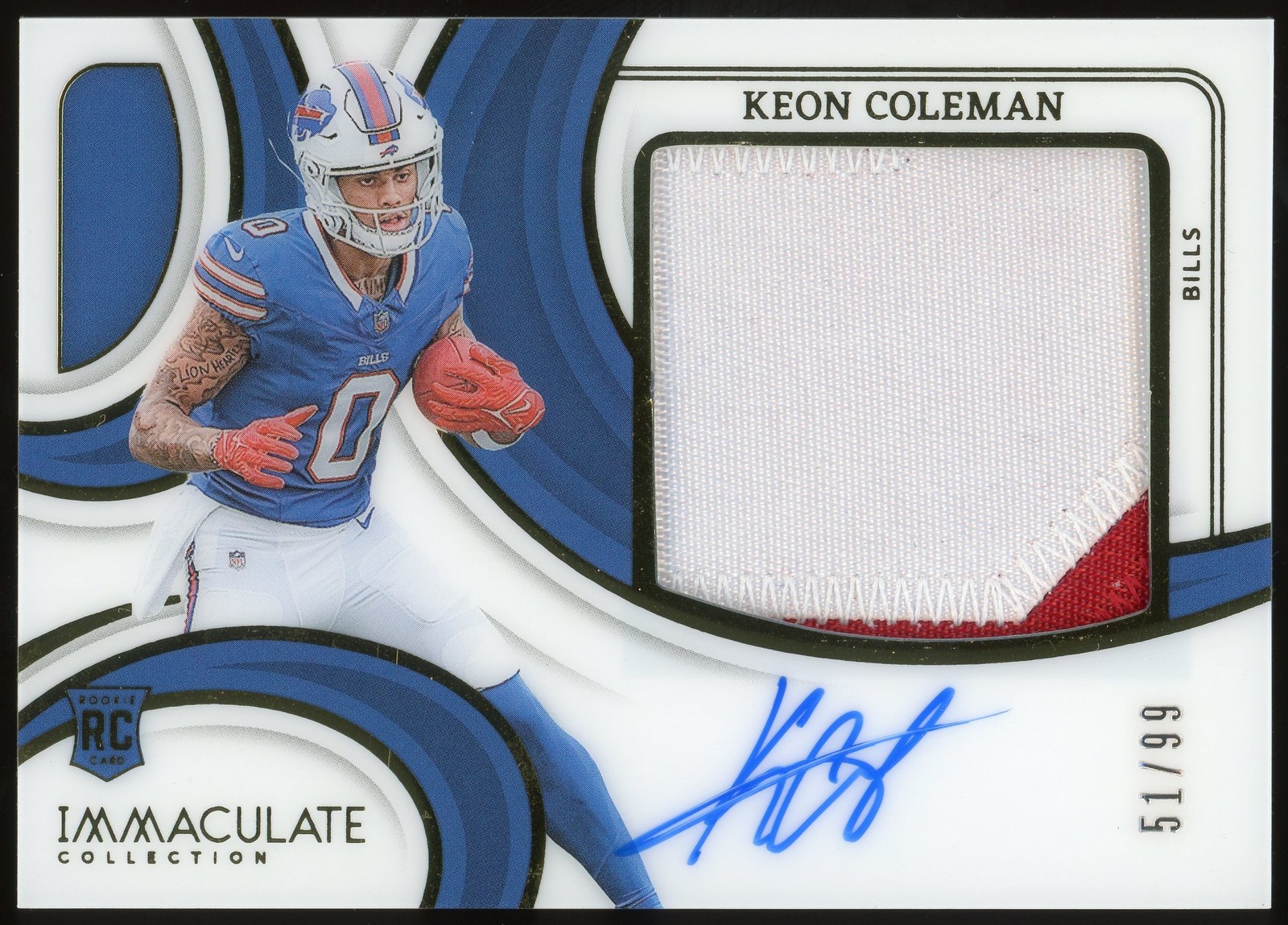 2024 Immaculate Keon Coleman Rookie Premium Patch Auto /99 #PPRA-KCN Bills