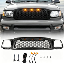 Front Bumper Grille Fit For 2001-2004 Toyota Tacoma Grill With Led Matte Black