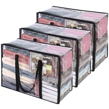 3 Pack Clear Clothes Storage Bag 40l Plastic Blanket Storage Bag With Zipper Fol
