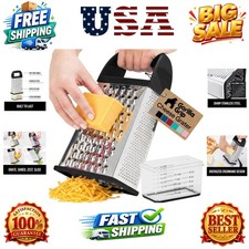 XL 4-Sided Stainless Steel Cheese Grater With Measurement Container, BPA-Free...