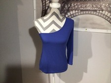 Banana Republic Blue One Side Off The Shoulder 3/4 Sleeve Pullover Shirt S