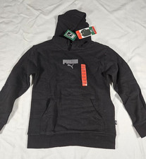 PUMA Youth Boys Hooded Black Fleece Hoodie with Kangaroo Pocket M 10/12 NWT