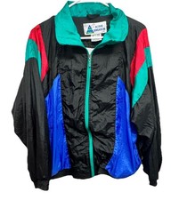Vintage 80s 90s Windbreaker Size Large Active Sensations Track Suit Jacket Black