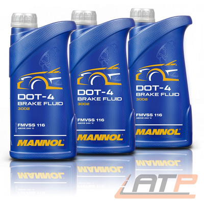 MANNOL 3x 1 L BRAKE FLUID DOT4 BREMSFLÜSSIGKEIT KUPPLUNGSFLÜSSIGKEIT SYNTETISCH