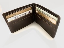 Vintage Brown Genuine Leather Bifold Wallet M...