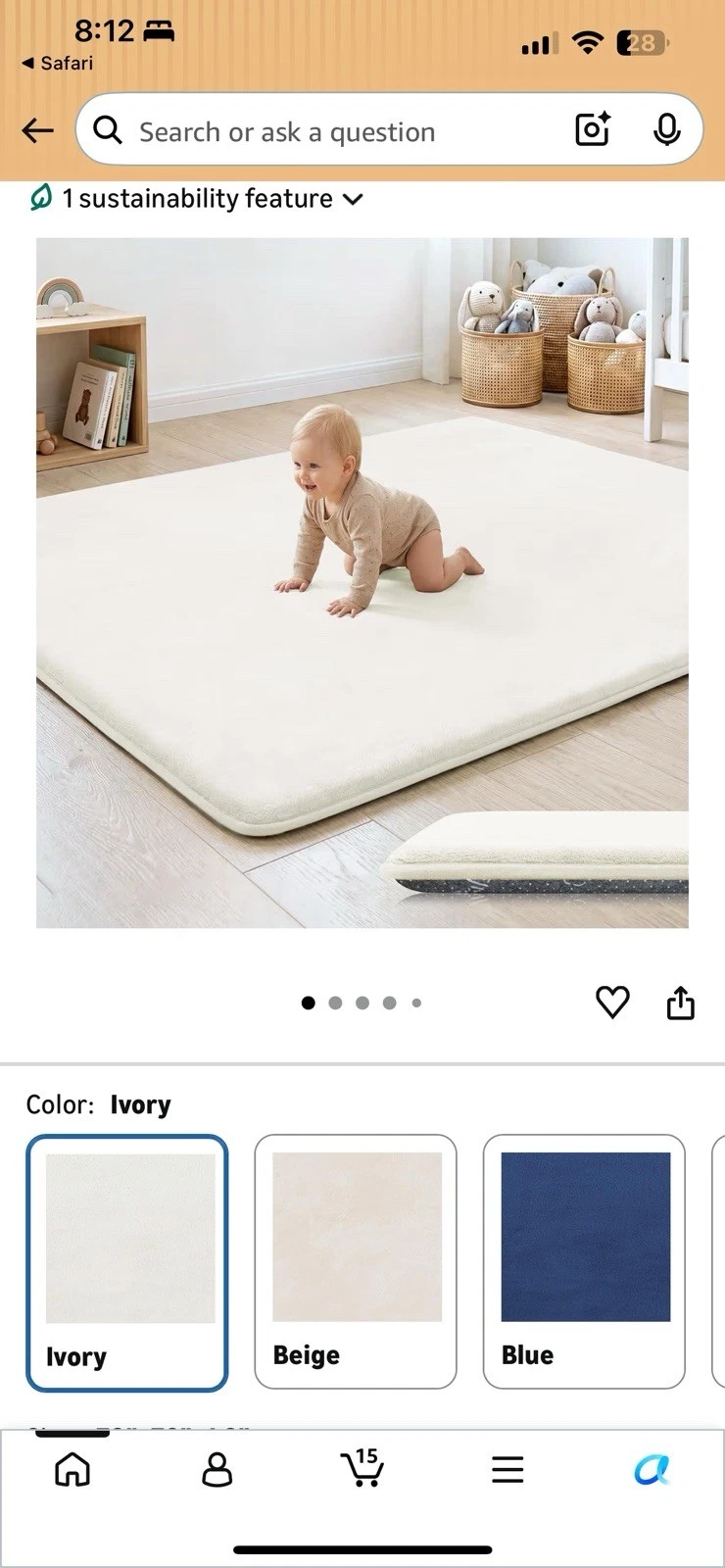 PAPA MAT 1.3" Thick Baby Floor Play Mat 79x118 Inch Elasti Foam
