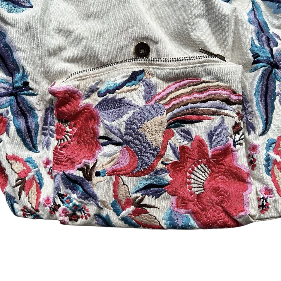 Steve Madden Boho Floral Embroider Backpack Tassel Festival Hippie Colorful 70s - Image 3 of 4