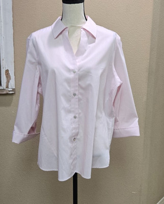 Foxcroft NYC sz XL pink 3/4 sleeve non iron button front