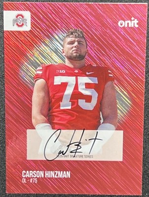 CARSON HINZMAN Auto 2025 Onit Athlete Ohio State Buckeyes Red Shimmer Signed S-5