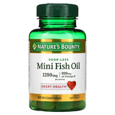 2 X Nature's Bounty, Mini Fish Oil, 1,290 mg, 90 Mini Coated Softgel-Worldwide