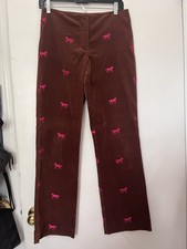 Vintage Lily Pulitzer Women  s Size 0 Brown Corduroy Pants Pink Horses 26  W X 29