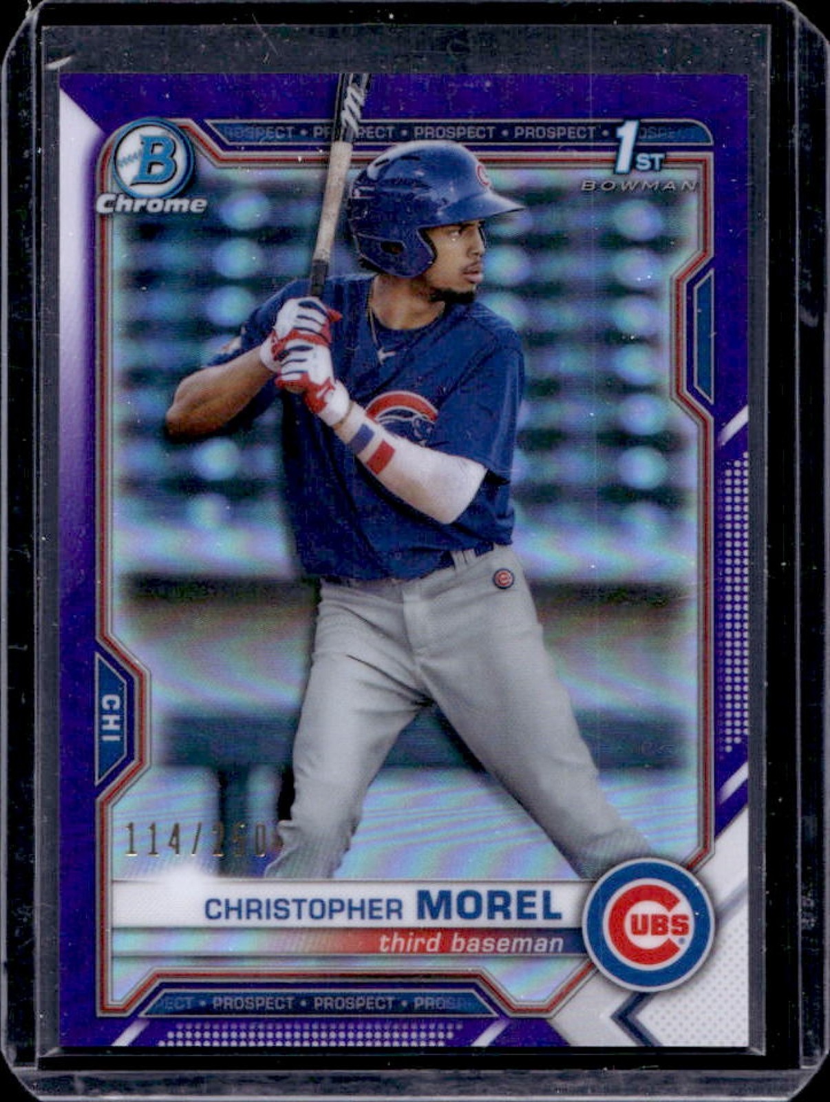 2021 Bowman Christopher Morel Chrome Purple Refractor 1st #114/250 Cubs