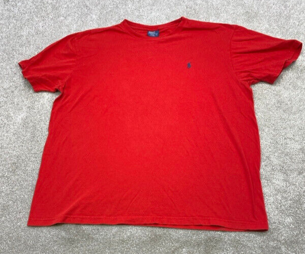 Polo by Ralph Lauren T Shirt Uomo Grande Manica Corta Rosso Blu Pony 5436