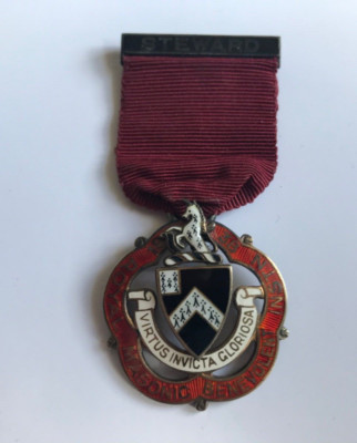 MASONIC MEDAILLE  MEDAL STEWARD ROYAL  1938 HALLMARKED