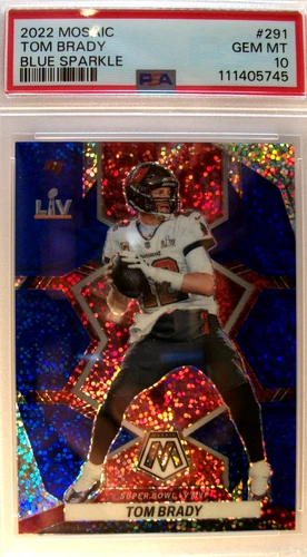 2022 MOSAIC TOM BRADY BLUE SPARKLE SSP #291 PSA GEM MINT 10