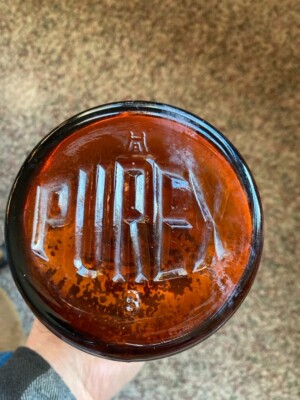 Very Rare 1930's Hazel-Atlas Glass Company Purex Amber Brown Glass
