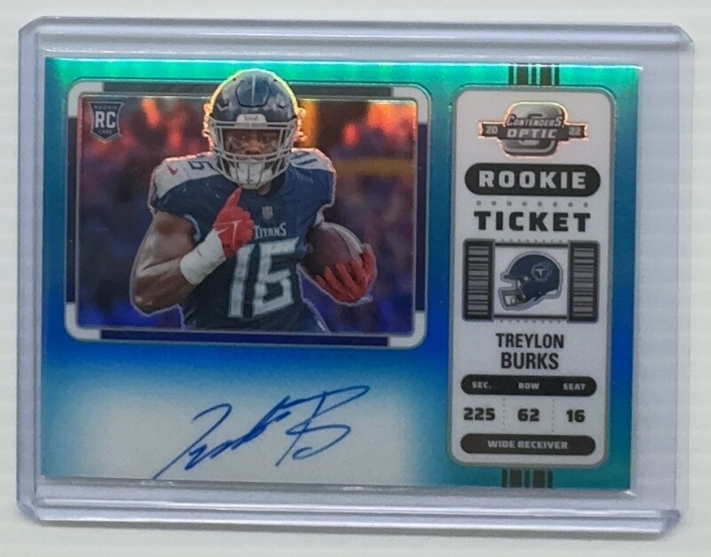 2022 Contenders Optic Treylon Burks Rookie Auto Variation Teal Prizm #2/30