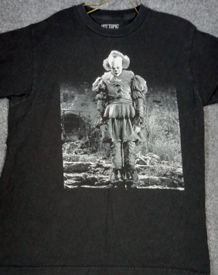 IT Shirt HORROR CLOWN T Movie M  Mens Medium Black Graphic HOT Topic  2 Sided 31