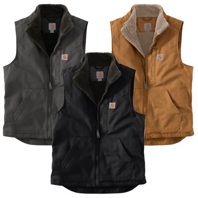 Carhartt Men's Size M-5XL Sherpa-Lined Mock Neck Full-Zip Durable Duck Vest