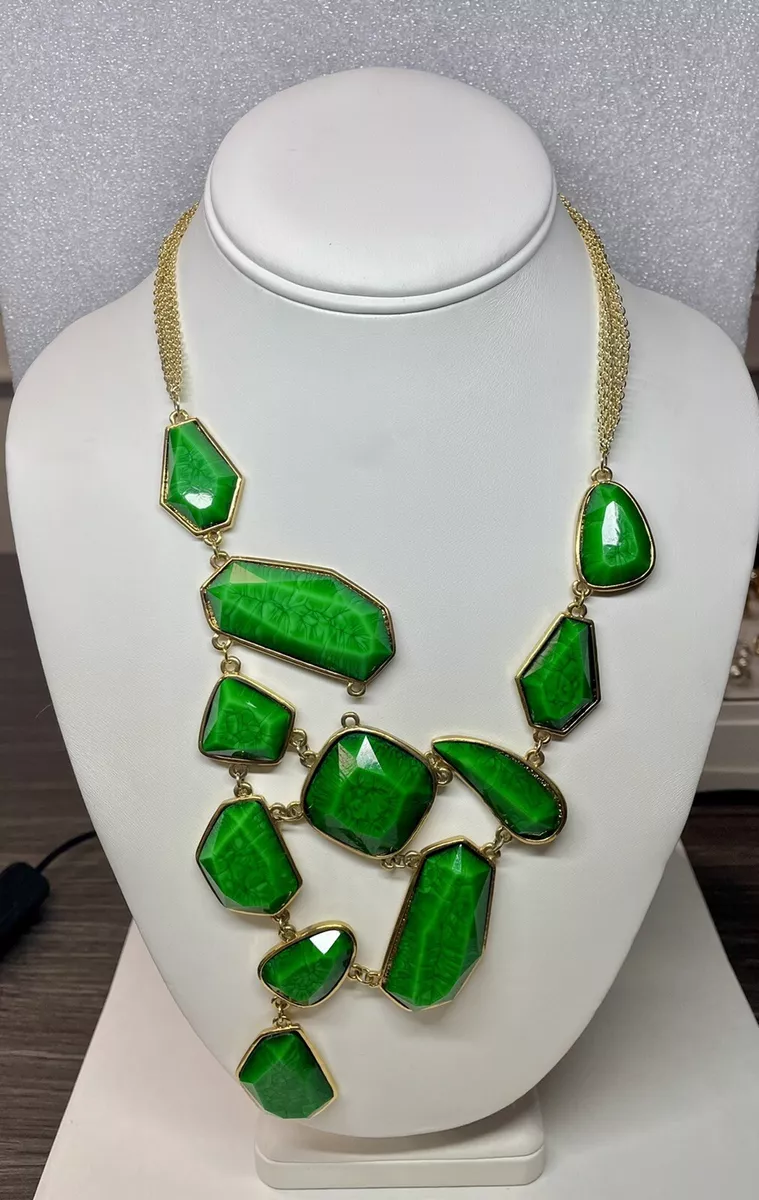 Amrita Singh Necklace Emerald Gold Tone necklace Vintage Signed