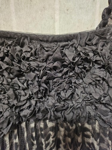 Forla Paris Women's Black Animal Print Dress Spaghetti Straps Layered Sz Small - Picture 3 of 12