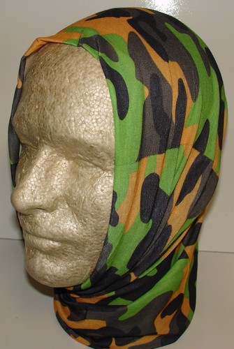 Neon Green Yellow Camo Tubular Multi Function Headwear Balaclava Beanie Cap - Picture 4 of 9