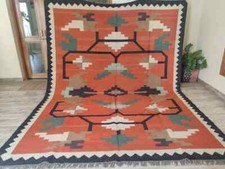 Handwoven Kilim Wool and Jute Area Rug