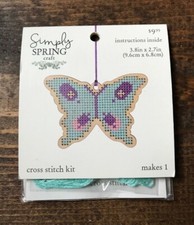 Simply Spring Craft Butterfly Cross Stitch Kit-Wood-Embroidery-Garden-Bug-Insect
