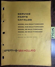 New Holland 54A 54B 58 62 Bale Thrower Service Parts Manual 5005445 12/76